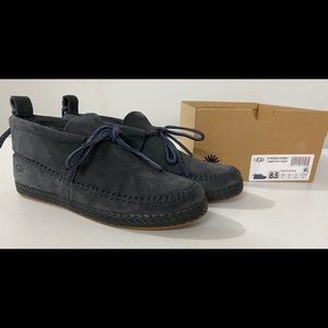 UGG WOODLYN SUEDE NAVY MOCCASINS SIZE 8.5 WOMENS